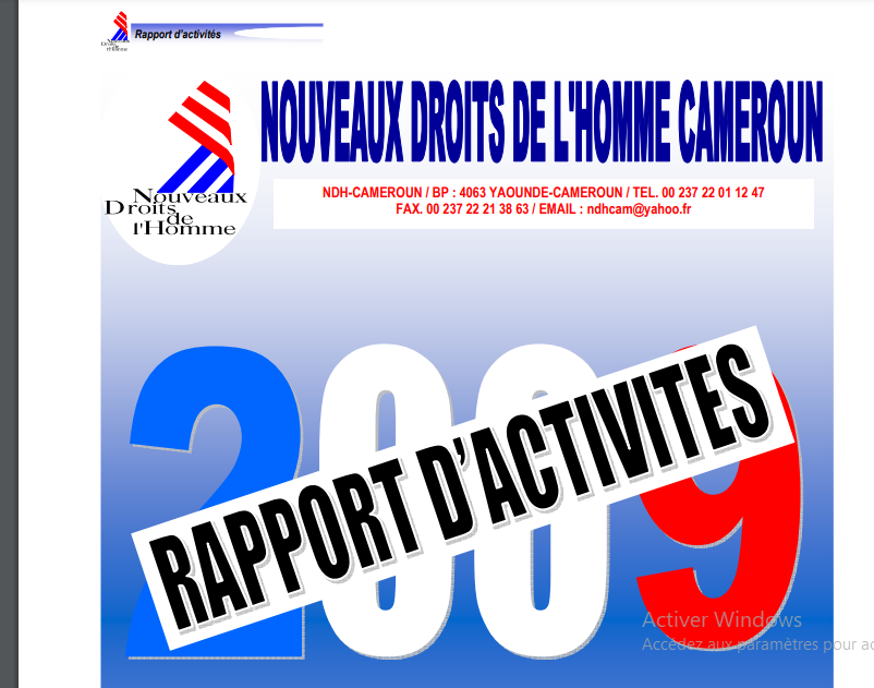 RAPPORT D ACTIVITES 2009