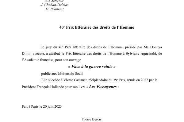 40e Prix littéraire des droits de l’Homme