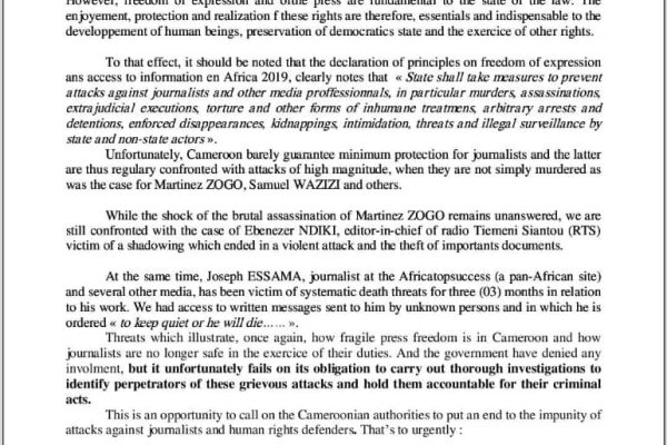 Attaques, enlèvements, menaces contre l’intégrité physique des journalistes doiventcesser sans condition : le cas d’Ebenezer NDIKI et Joseph ESSAMA