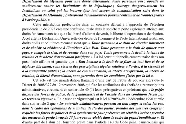 ABUS DE POUVOIR ET ABUS DE FONCTION : Cas du Préfet du Mfoundi