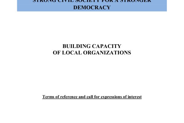 BUILDING CAPACITYOF LOCAL ORGANIZATIONS : Terms of reference and call for expressions of interest