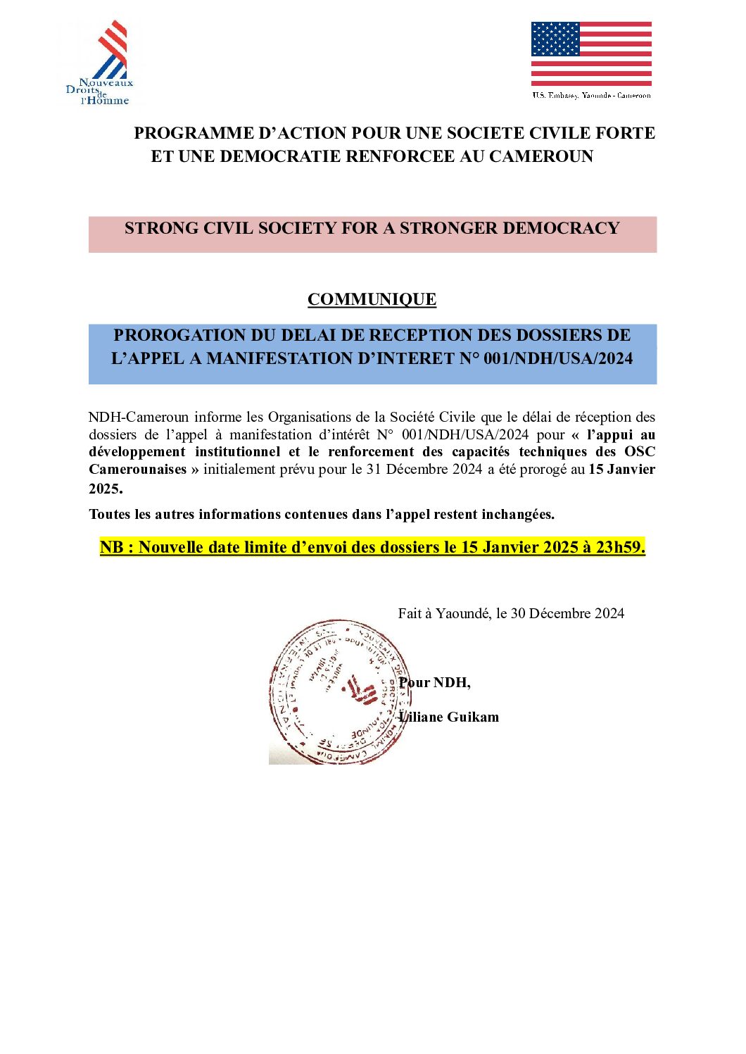 Appel à Manifestation d’Intérêt : Renforcez les Capacités des Organisations de la Société Civile Camerounaises