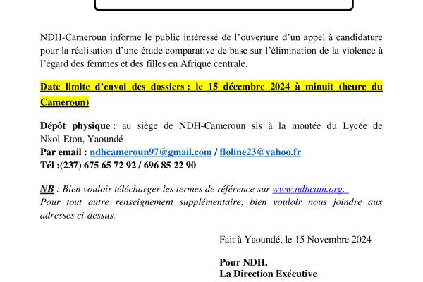 APPEL D’OFFRES POUR LE RECRUTEMENT D’UN CONSULTANT